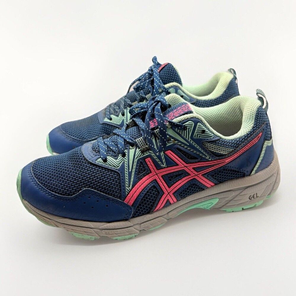 Asics Gel Venture 8 Women's Size 8 Mako Blue Pink Glo Trail Running Sneaker
